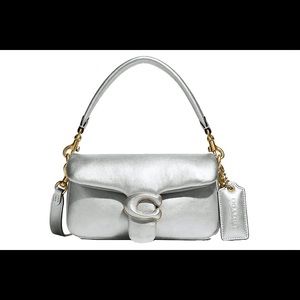 Coach Pillow Tabby 18 Metallic Silver Leather Shoulder Bag